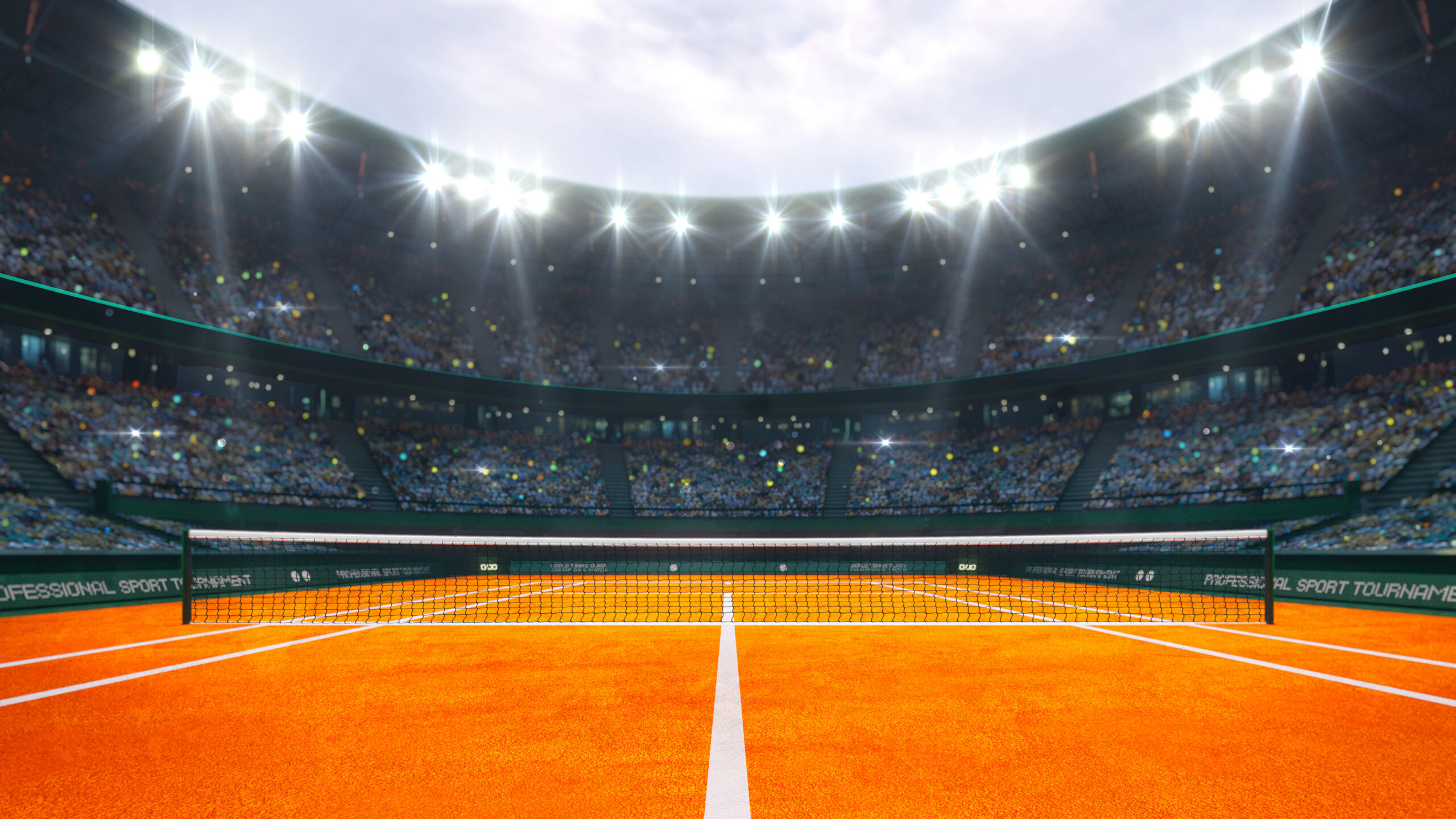 Une photo d'un court de tennis en terre battue.